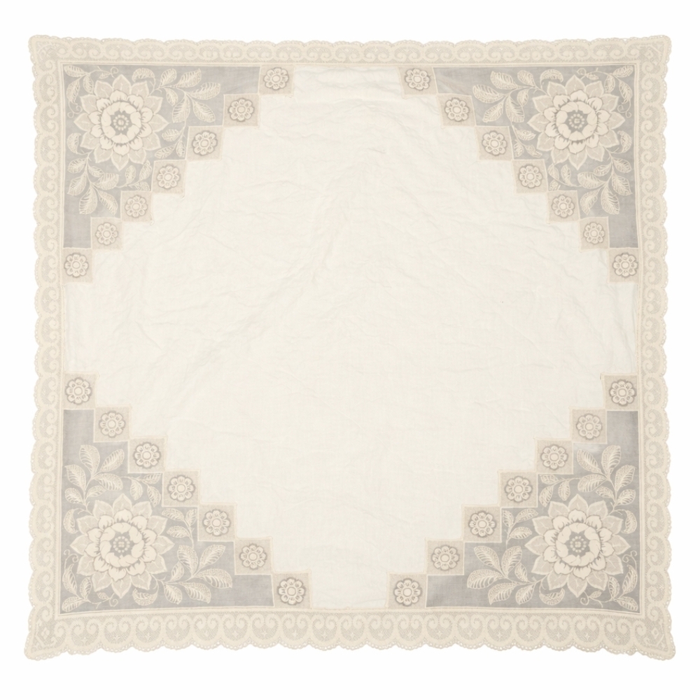 Vintage Elegant Cream Floral Square Tablecloth